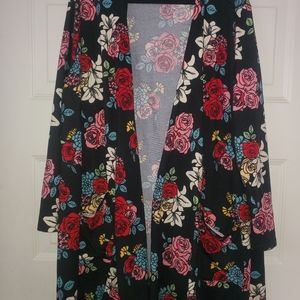 Lularoe 2x Caroline EUC Black W/ Flowers